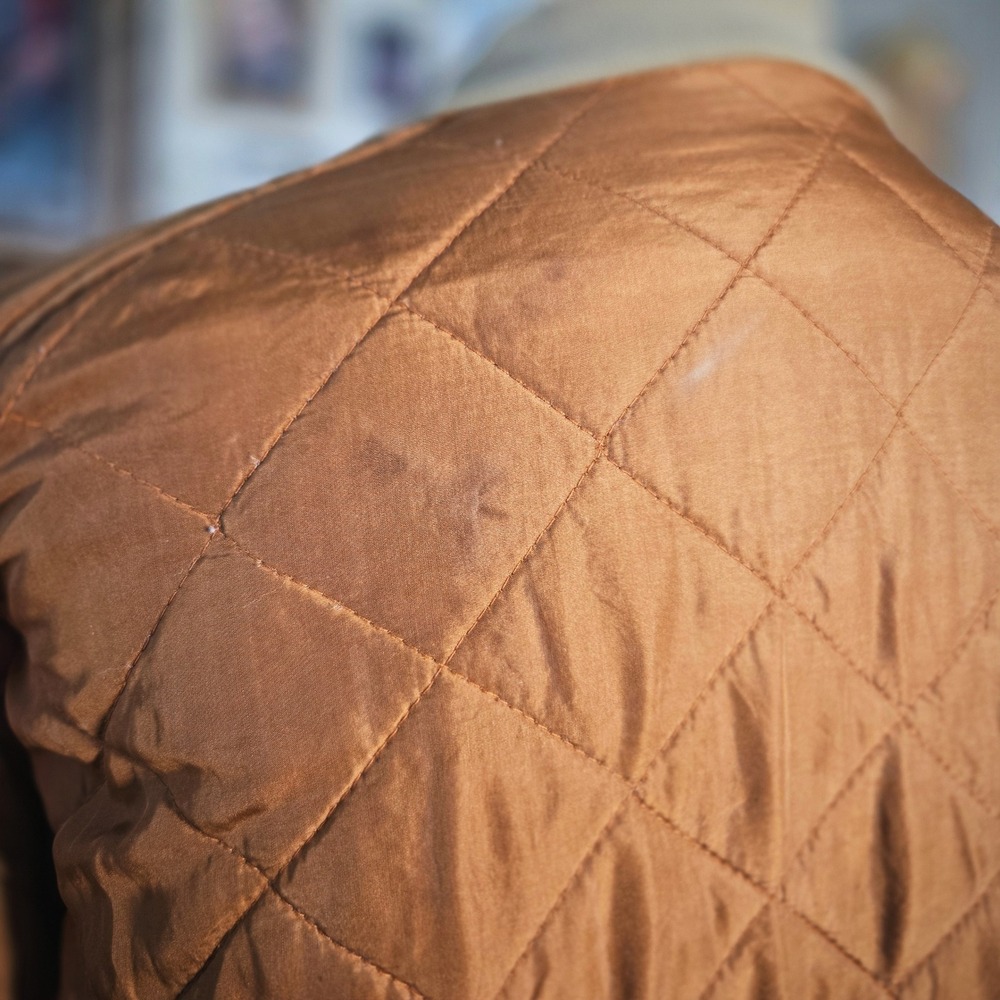 Vintage Y2K Silk Club Men 100% Silk Reversible Quilted Bomber Jacket Bronze XL - Picture 6 of 8